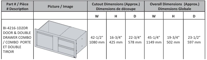 42" X 16" Single Door & Double Drawer - Image 4