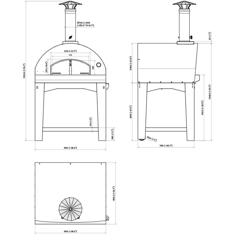 Mangiafuoco Wood Oven on Stainless Cart - Image 12